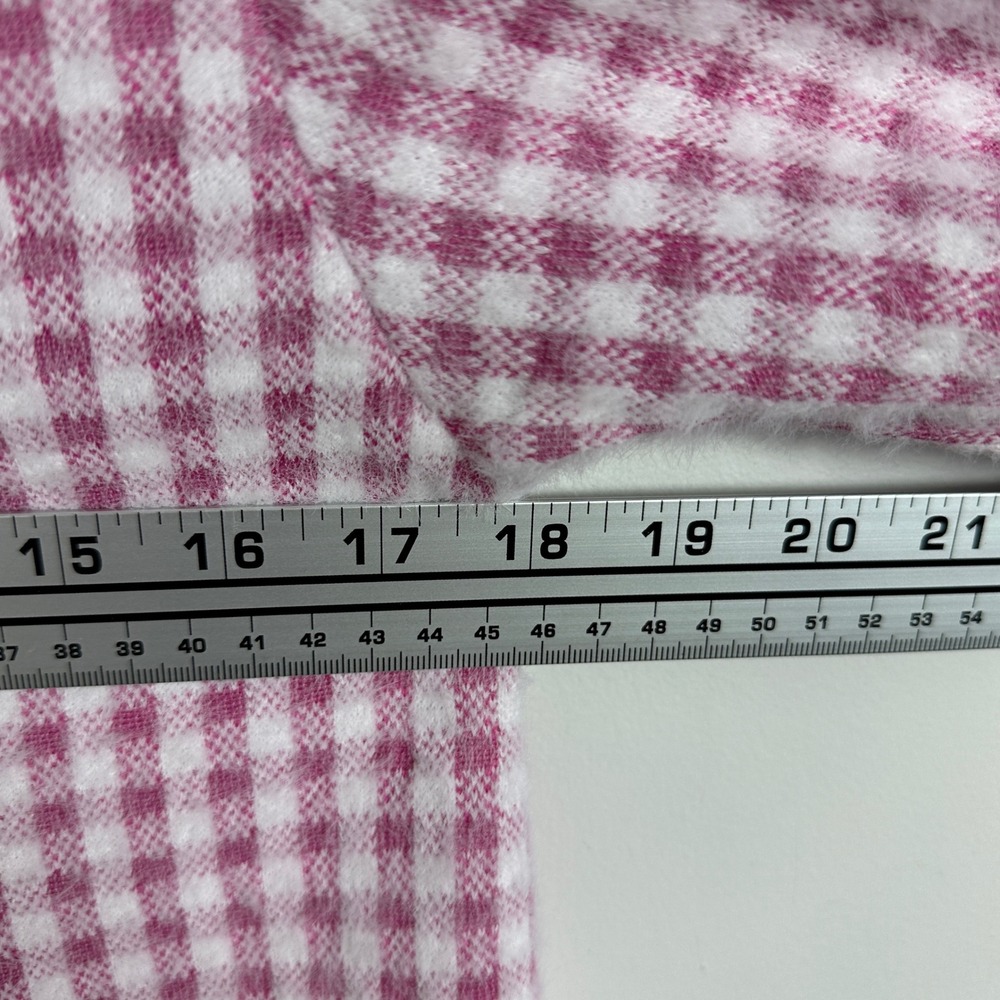 Zara Pink White Mock Neck Sweater Womens Size Small Checkered Plaid‎ Preppy Knit - Picture 13 of 16